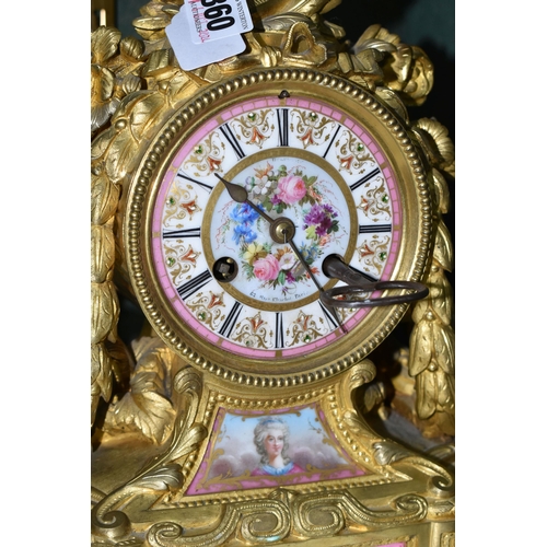 360 - A FRENCH NINETEENTH CENTURY ORMOLU CLOCK, by Jean Baptiste Delettrez, the gilt case festooned with g... 