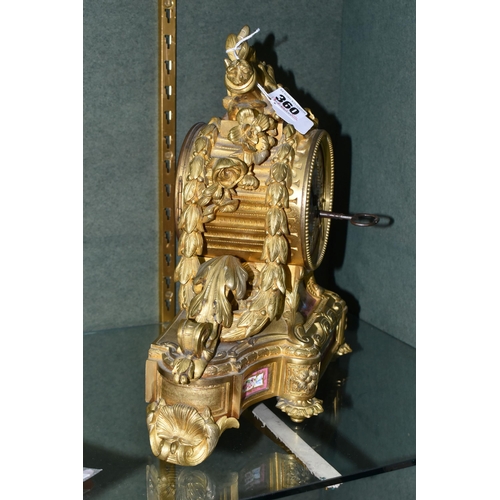 360 - A FRENCH NINETEENTH CENTURY ORMOLU CLOCK, by Jean Baptiste Delettrez, the gilt case festooned with g... 