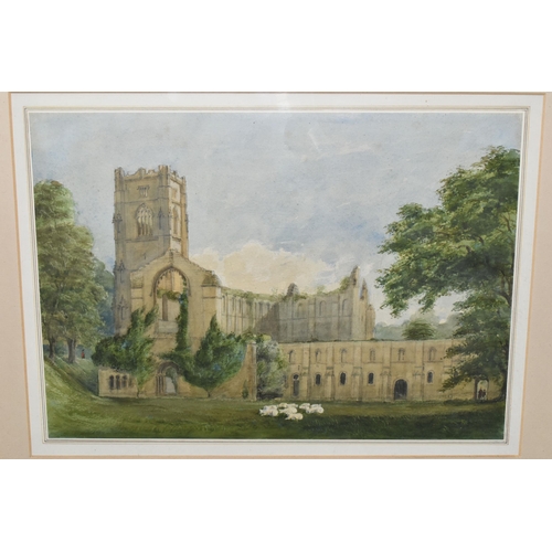 369 - ATTRIBUTED TO GEORGE BUCHANAN WOLLASTON (1814-1899) 'FOUNTAINS ABBEY, YORKS', a view of the Abbey wi... 