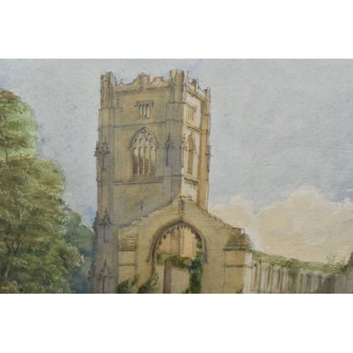 369 - ATTRIBUTED TO GEORGE BUCHANAN WOLLASTON (1814-1899) 'FOUNTAINS ABBEY, YORKS', a view of the Abbey wi... 