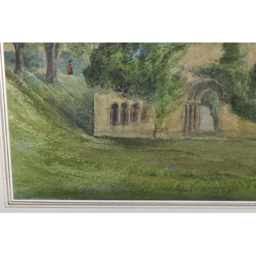 369 - ATTRIBUTED TO GEORGE BUCHANAN WOLLASTON (1814-1899) 'FOUNTAINS ABBEY, YORKS', a view of the Abbey wi... 