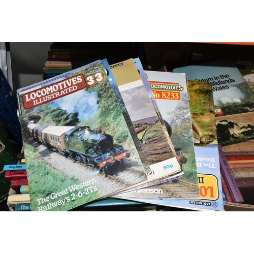 378 - TWO BOXES OF RAILWAY INTEREST BOOKS to include approximately fifty mostly steam age engines with a f... 