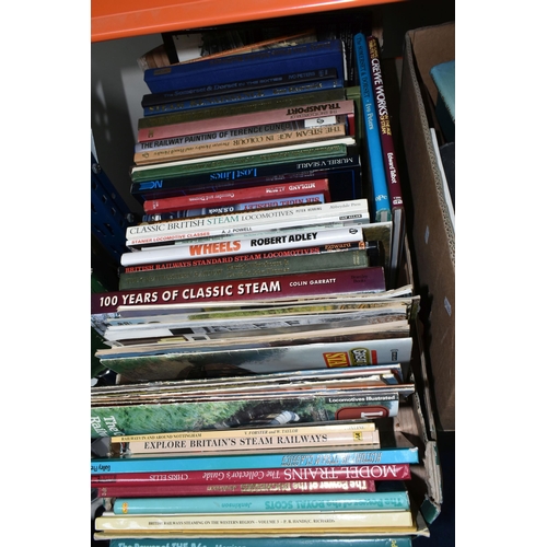 378 - TWO BOXES OF RAILWAY INTEREST BOOKS to include approximately fifty mostly steam age engines with a f... 