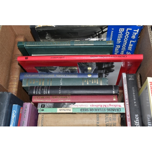 378 - TWO BOXES OF RAILWAY INTEREST BOOKS to include approximately fifty mostly steam age engines with a f... 