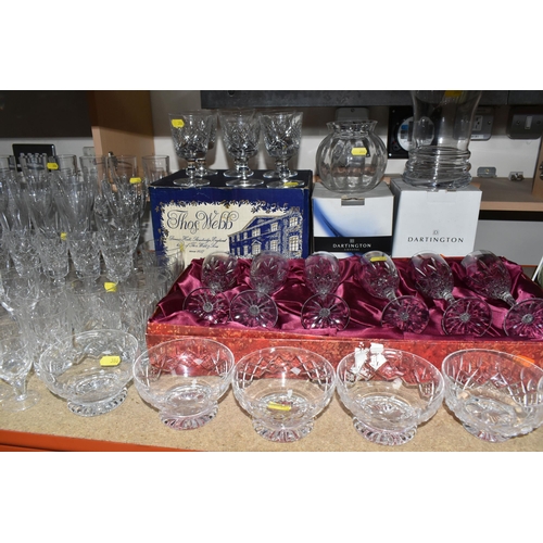 386 - A LARGE COLLECTION OF CRYSTAL CUT GLASSWARE to include a box of six Thomas Webb glasses, six boxed D... 