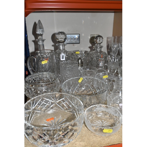 386 - A LARGE COLLECTION OF CRYSTAL CUT GLASSWARE to include a box of six Thomas Webb glasses, six boxed D... 