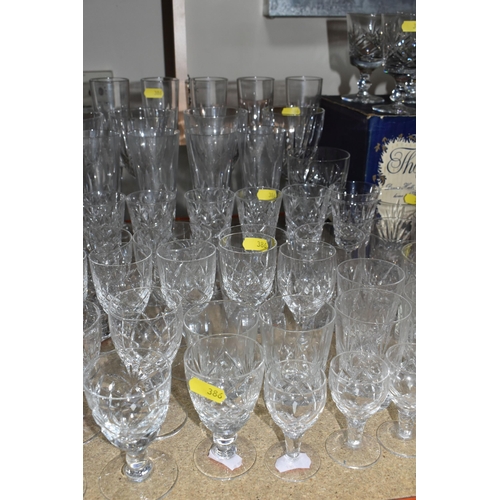 386 - A LARGE COLLECTION OF CRYSTAL CUT GLASSWARE to include a box of six Thomas Webb glasses, six boxed D... 