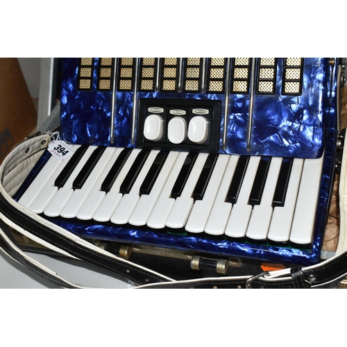 394 - A DELICIA JUNIOR II PIANO ACCORDION, Royal Blue Lacquered Finish with travelling case