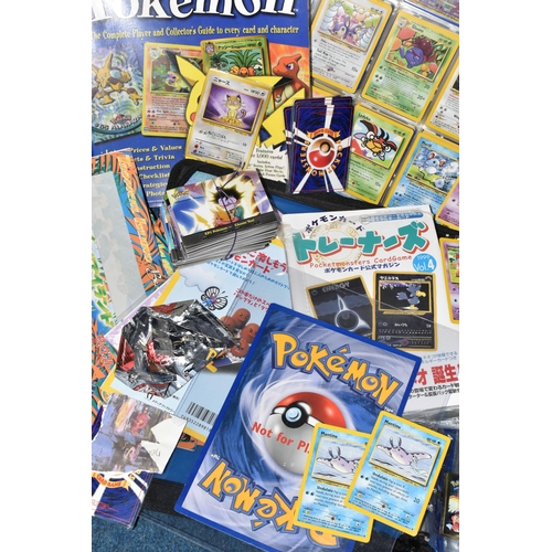 407 - BOX OF POKEMON CARDS AND MEMORABILIA, includes stickers, Ancient Mew, Japanese Neo Destiny Dark Crob... 