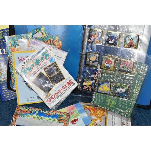 407 - BOX OF POKEMON CARDS AND MEMORABILIA, includes stickers, Ancient Mew, Japanese Neo Destiny Dark Crob... 