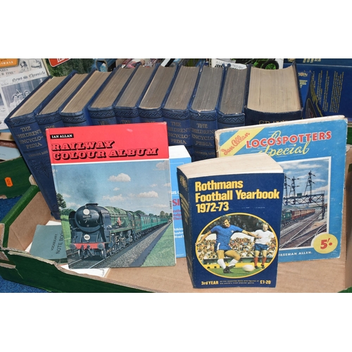 453 - SEVEN BOXES OF BOOKS to include a box of mostly Ian Allen published train interest books and magazin... 