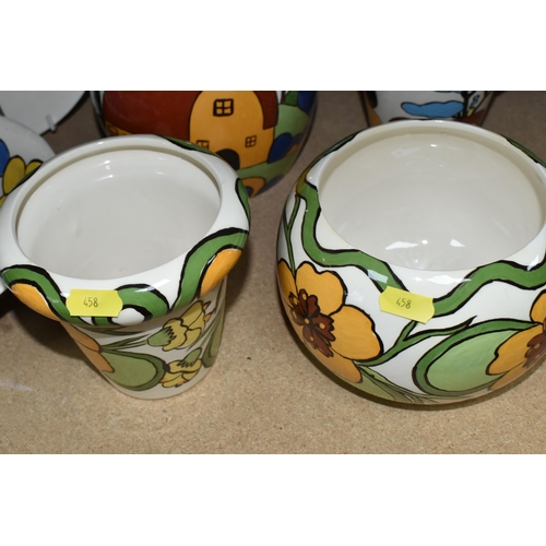 458 - A LARGE GROUP OF HANDPAINTED POTTERY, most pieces are stamped on the bottom with the signature Ellie... 