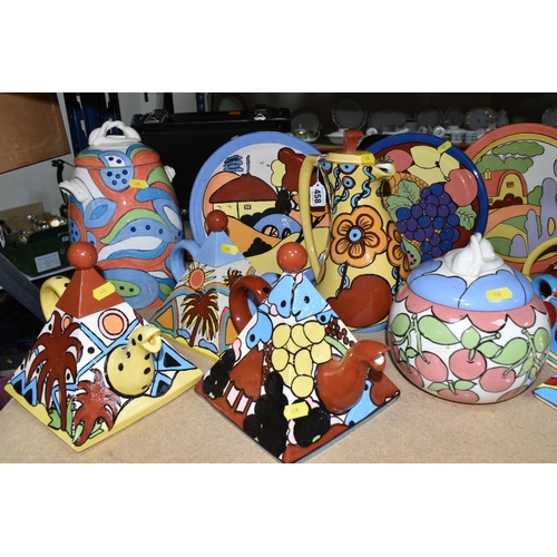 458 - A LARGE GROUP OF HANDPAINTED POTTERY, most pieces are stamped on the bottom with the signature Ellie... 