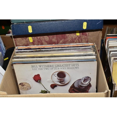 462 - FOUR BOXES OF LPS, 45 AND 33 R.P.M. RECORDS AND A BUSH RADIO, including a vintage Bush BAC. 31 porta... 