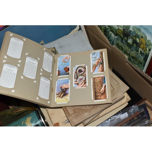 470 - ONE BOX AND LOOSE MISCELLANEOUS ITEMS, to include approximately fifty empty vintage match boxes/book... 