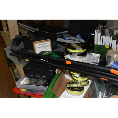 503 - FOUR BOXES AND LOOSE SHOOTING SUPPLIES to include a box of Shooting and Conservation magazines, two ... 