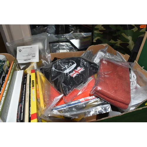 503 - FOUR BOXES AND LOOSE SHOOTING SUPPLIES to include a box of Shooting and Conservation magazines, two ... 