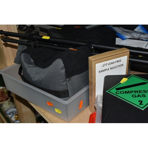 503 - FOUR BOXES AND LOOSE SHOOTING SUPPLIES to include a box of Shooting and Conservation magazines, two ... 