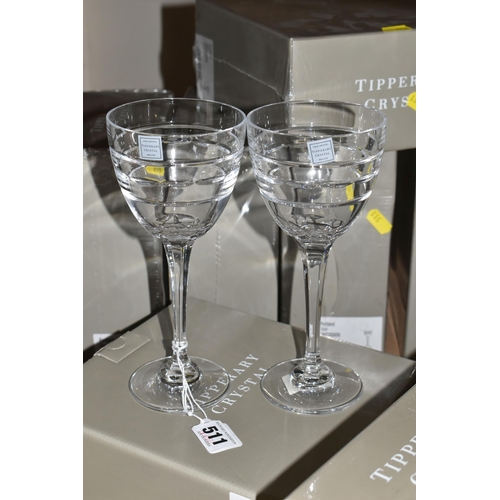 511 - A GROUP OF FORTY-SEVEN BOXES OF TIPPERARY CRYSTAL 'PORTLAND' LEAD CRYSTAL GLASSES to include two squ... 