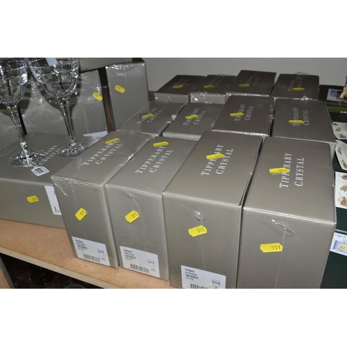 511 - A GROUP OF FORTY-SEVEN BOXES OF TIPPERARY CRYSTAL 'PORTLAND' LEAD CRYSTAL GLASSES to include two squ... 