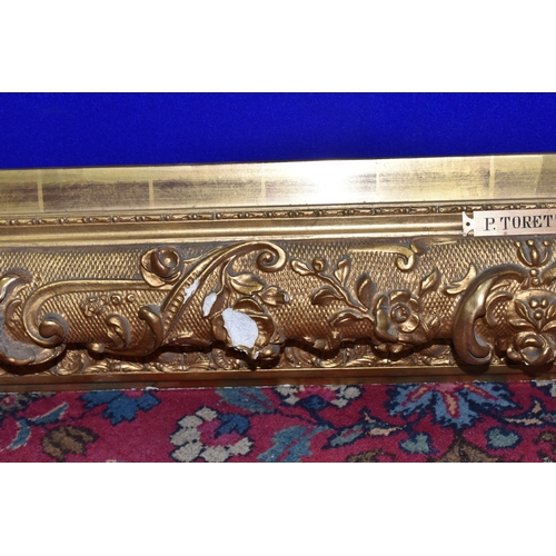 517 - A LARGE DECORATIVE MOULDED PICTURE FRAME, bears an attribution plaque for Pietro Toretti ( 1888-1927... 