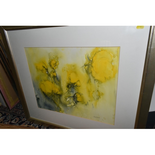 522 - A SMALL QUANTITY OF PAINTINGS, PRINTS AND PICTURE FRAMES, to include abstract expressionist watercol... 