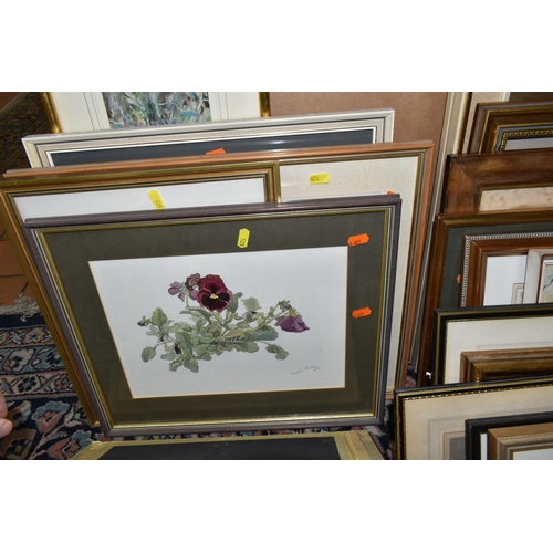 525 - A QUANTITY OF 20TH CENTURY WATERCOLOURS AND PRINTS ETC, to include three Mollie Fisher watercolours,... 