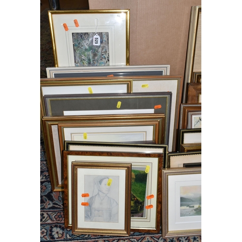 525 - A QUANTITY OF 20TH CENTURY WATERCOLOURS AND PRINTS ETC, to include three Mollie Fisher watercolours,... 