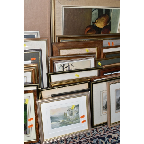 525 - A QUANTITY OF 20TH CENTURY WATERCOLOURS AND PRINTS ETC, to include three Mollie Fisher watercolours,... 