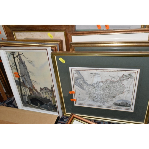 525 - A QUANTITY OF 20TH CENTURY WATERCOLOURS AND PRINTS ETC, to include three Mollie Fisher watercolours,... 