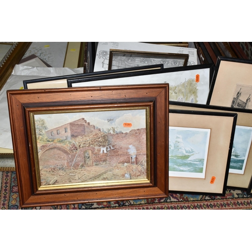 528 - A QUANTITY OF ASSORTED PRINTS ETC, to include two Turner prints, a Wilfred C. Applebey drypoint etch... 