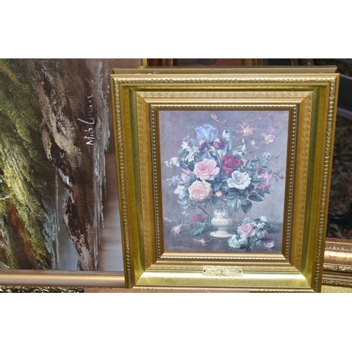 531 - A QUANTITY OF DECORATIVE PICTURES AND PRINTS ETC, to include an indistinctly signed oil on canvas la... 