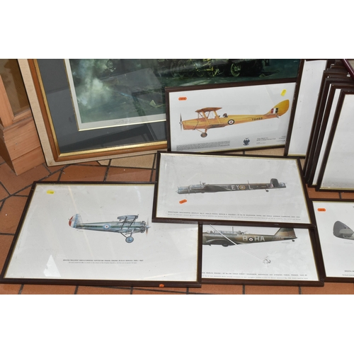 533 - A COLLECTION OF STEAM TRAIN AND MILITARY AVIATION PRINTS ETC, to include a Terrence Cuneo print 'Eve... 