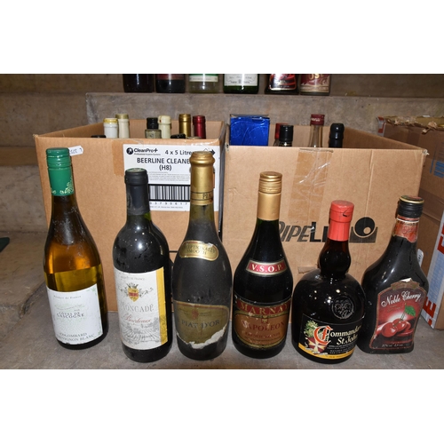 923 - ALCOHOL, Two Boxes of assorted wine and spirits containing eighteen bottles of red and white wine fr... 