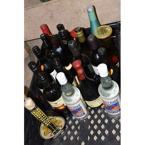 925 - ALCOHOL, Two Boxes of assorted Alcohol containing 33 bottles of Wine, Whisky, Cognac, Brandy, Rum, L... 