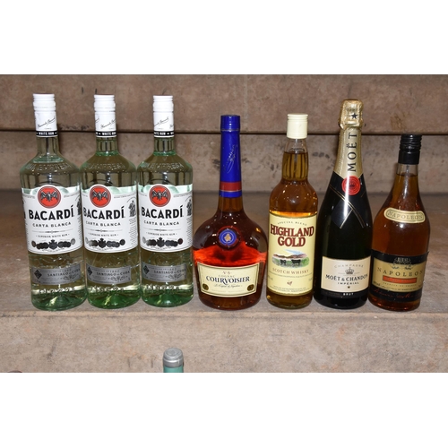 925 - ALCOHOL, Two Boxes of assorted Alcohol containing 33 bottles of Wine, Whisky, Cognac, Brandy, Rum, L... 