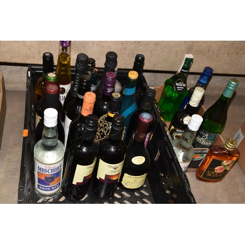 926 - ALCOHOL, Two Boxes of assorted Alcohol containing 33 bottles of Wine, Whisky, Brandy, Rum, Liqueurs ... 