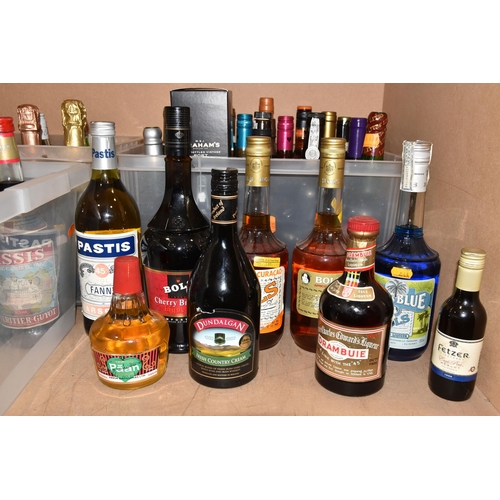 932 - ALCOHOL, Three Boxes containing 45 Bottles / Half-Bottles of Wine, Port, Spirit and Liqueurs to incl... 