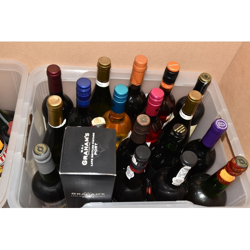 932 - ALCOHOL, Three Boxes containing 45 Bottles / Half-Bottles of Wine, Port, Spirit and Liqueurs to incl... 