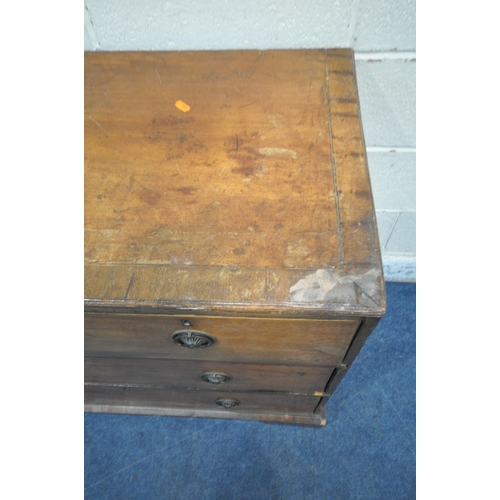 1202 - A GEORGIAN MAHOGANY AND CROSSBANDED CHEST OF TWO OVER TWO DRAWERS, width 94cm x depth 48cm x height ... 