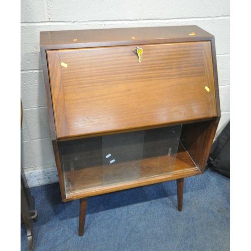 1224 - A MAHOGANY OPEN BOOKCASE, with double cupboard doors, width 92cm x depth 46cm x height 169cm, a mid-... 