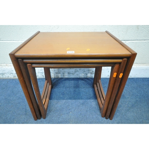 1226 - A G PLAN QUADRILLE TEAK NEST OF THREE TABLES, width 54cm x depth 44cm x height 49cm (condition repor... 