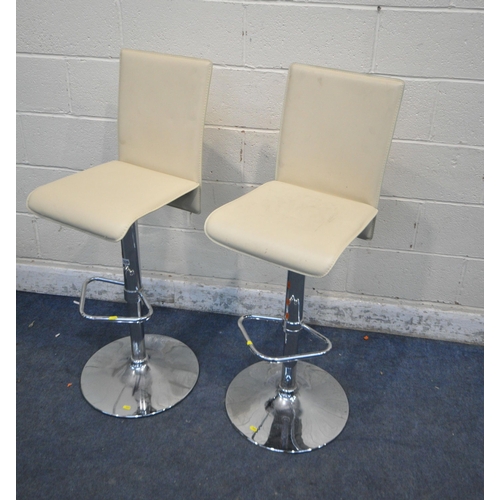 1229 - A PAIR OF LEATHERETTE GAS PUMP HIGH STOOL (condition report: scuffs and scratches)