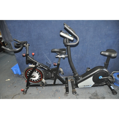 1086 - A ROGER BLACK EXERCISE BIKE with power supply (PAT pass and working) and a Fitness Form exercise bik... 