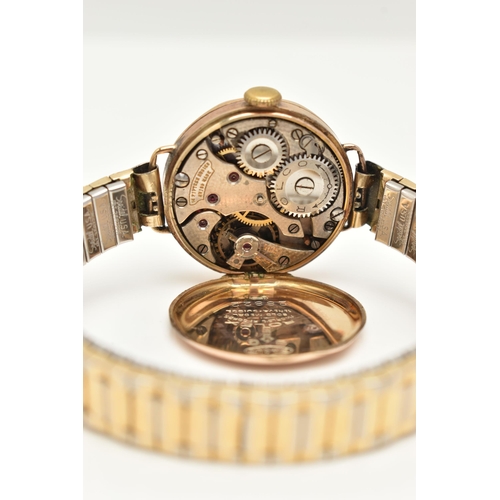 15 - A LADIES 9CT GOLD 'ROLCO' WRISTWATCH, manual wind, round white dial signed 'Rolco', Arabic numerals,... 