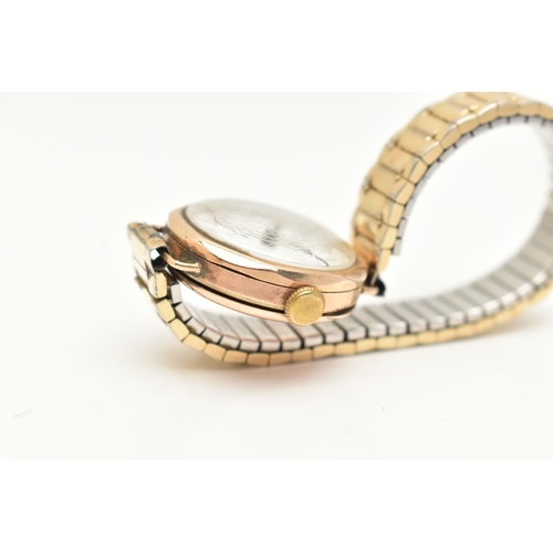 15 - A LADIES 9CT GOLD 'ROLCO' WRISTWATCH, manual wind, round white dial signed 'Rolco', Arabic numerals,... 