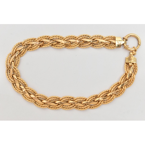 109 - A 9CT GOLD BRACELET, of fancy curb link design with outer double rope twist edging, 9ct hallmark, le... 