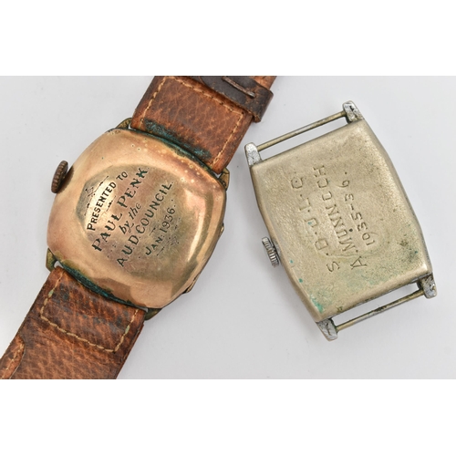 127 - TWO GENTS WATCHES, the first a gold plated, manual wind 'Medana' wristwatch, round Arabic numeral di... 