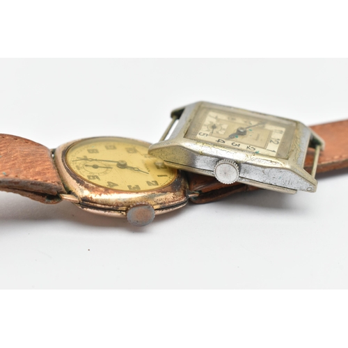 127 - TWO GENTS WATCHES, the first a gold plated, manual wind 'Medana' wristwatch, round Arabic numeral di... 