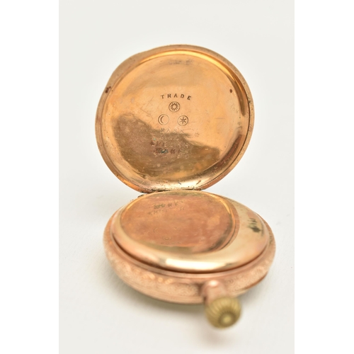 128 - A GOLD PLATED 'WALTHAM' POCKET WATCH, manual wind, round discoloured dial signed 'Waltham', Roman nu... 